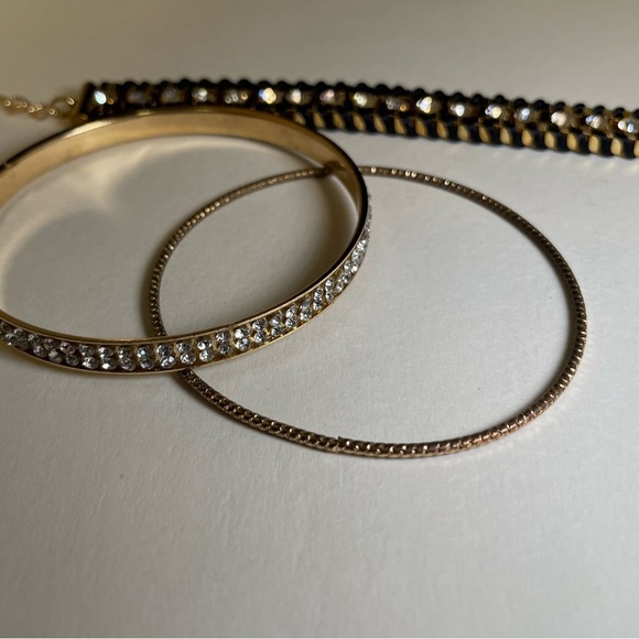 Three Gold Tone and Black Stacking Bracelet Set - Picture 5 of 6